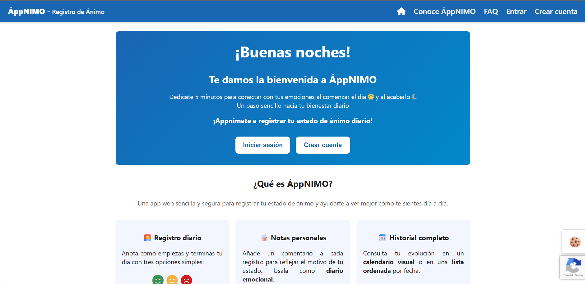 Previsualización de ÁppNIMO - Registro de estado de ánimo