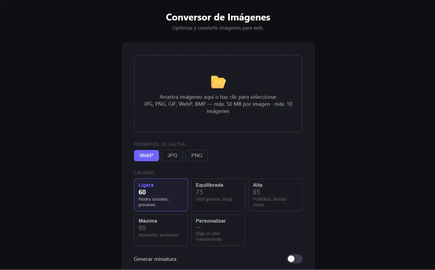 Previsualización de Conversor de imágenes